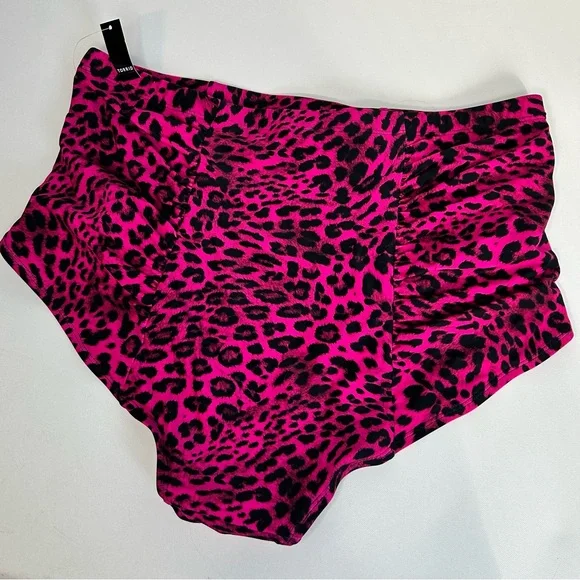 Torrid Swim Bottoms Women’s 2X Pink Black Leopard Print High-Waisted - Picture 6 of 10